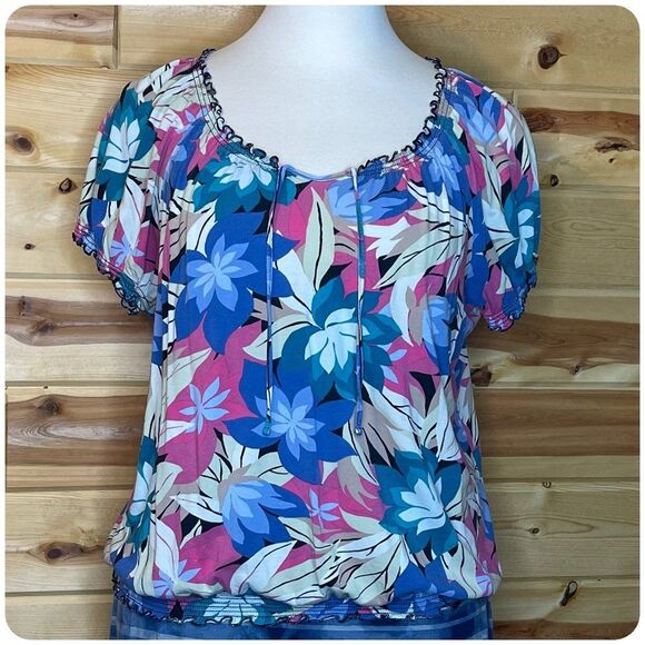 CROFT & BARROW Floral Peasant Shirt Top Plus Sz 3x - Picture 1 of 2